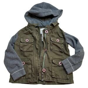 Peek Little Peanut Army Jacket sz 12-18 months Little Girls Hooded Jacket Army
